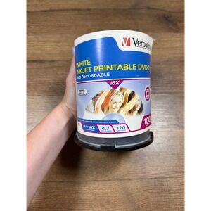 Verbatim 100 Pack White Inkjet Printable DVD-R 16X 4.7GB 120 Min Spindle